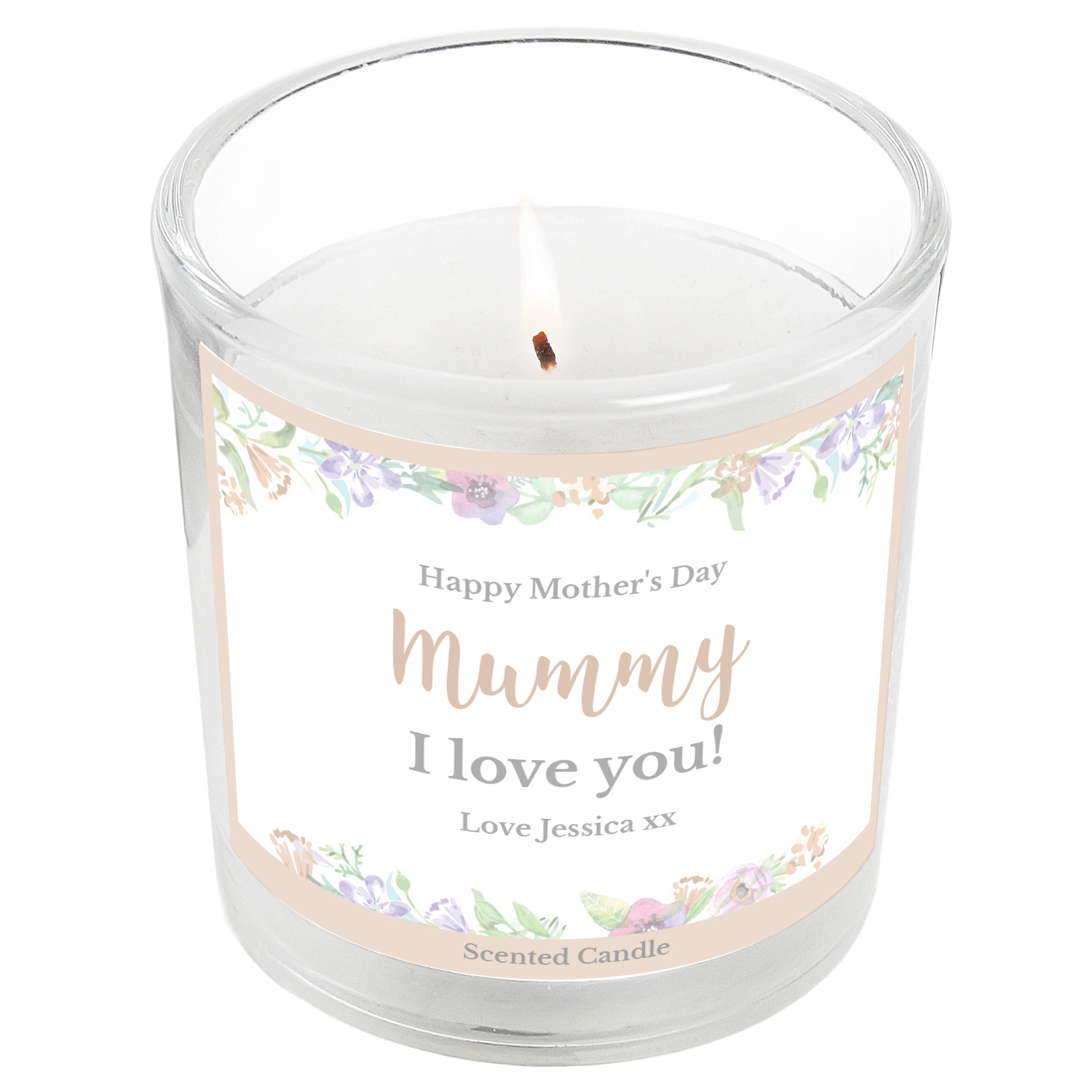 Personalised Floral Watercolour Scented Jar Candle