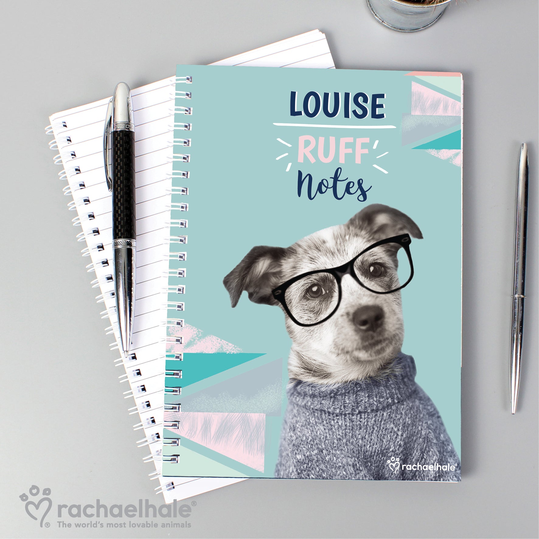 Personalised Rachael Hale 'Ruff Notes' Dog A5 Notebook