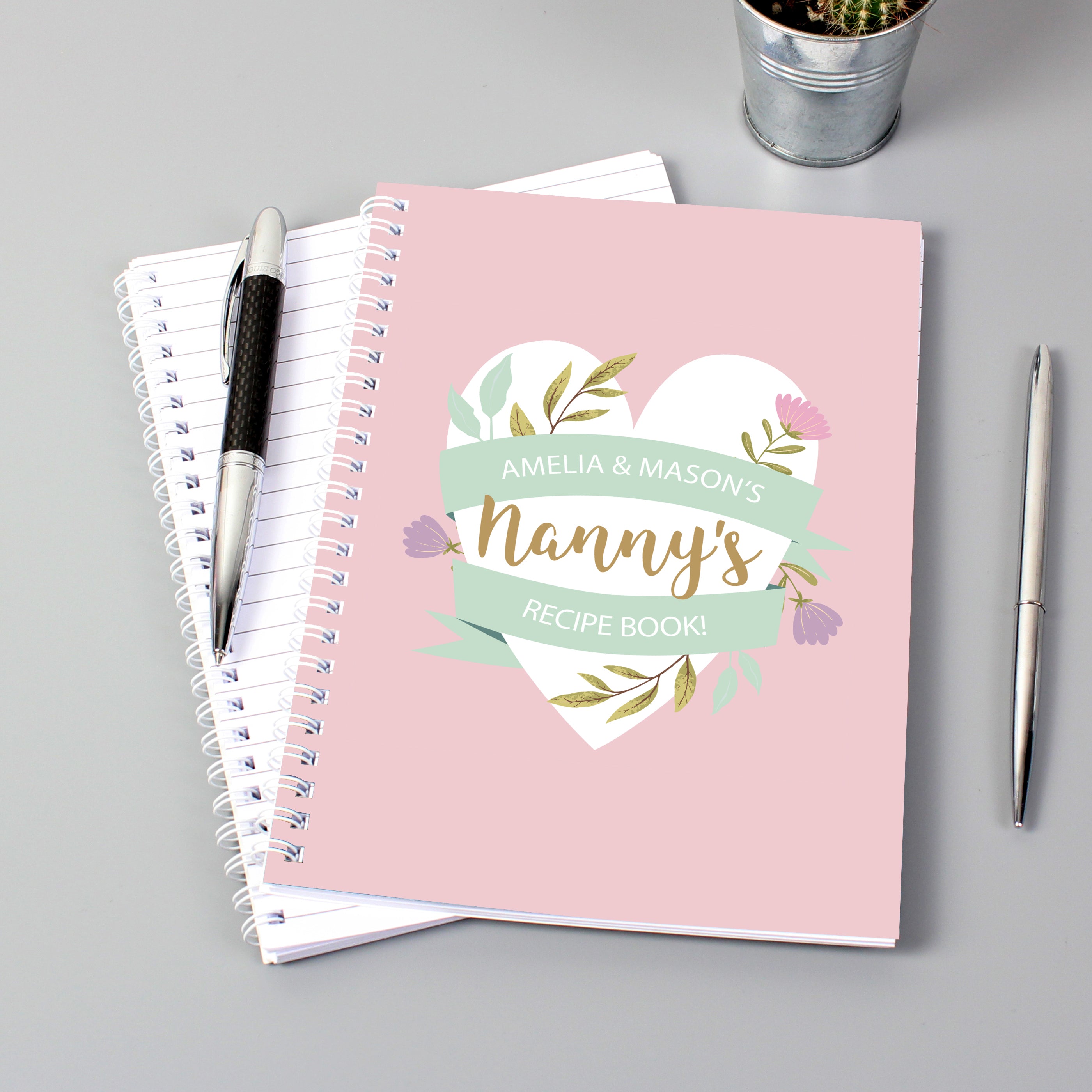 Personalised Floral Heart A5 Notebook