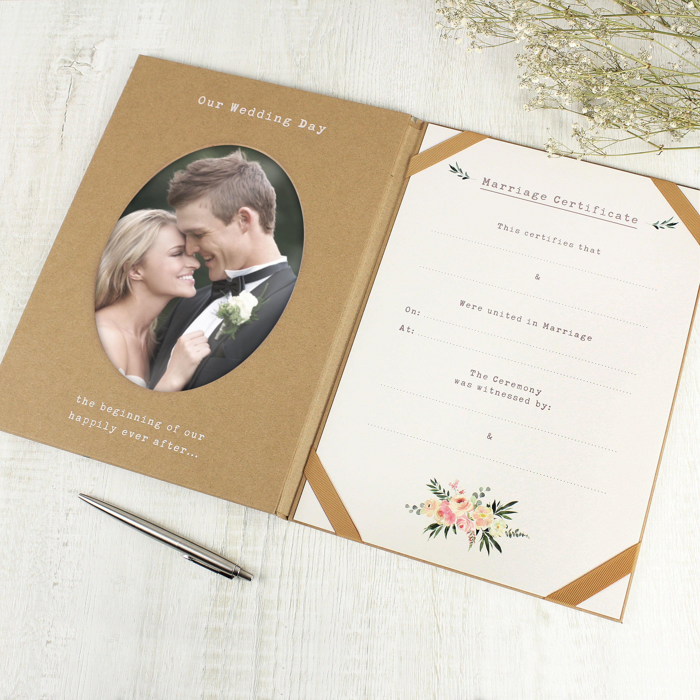 Personalised Wedding Certificate Display Book