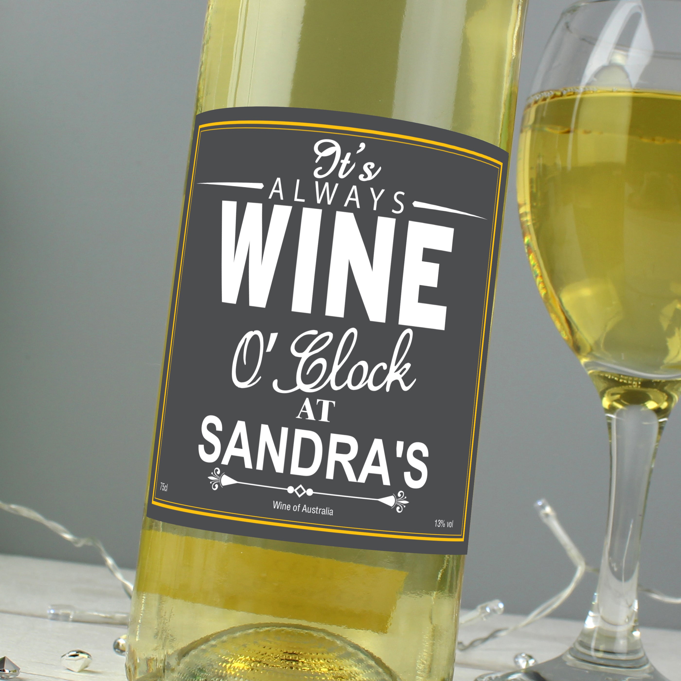 Personalised Wine O'Clock White Wine