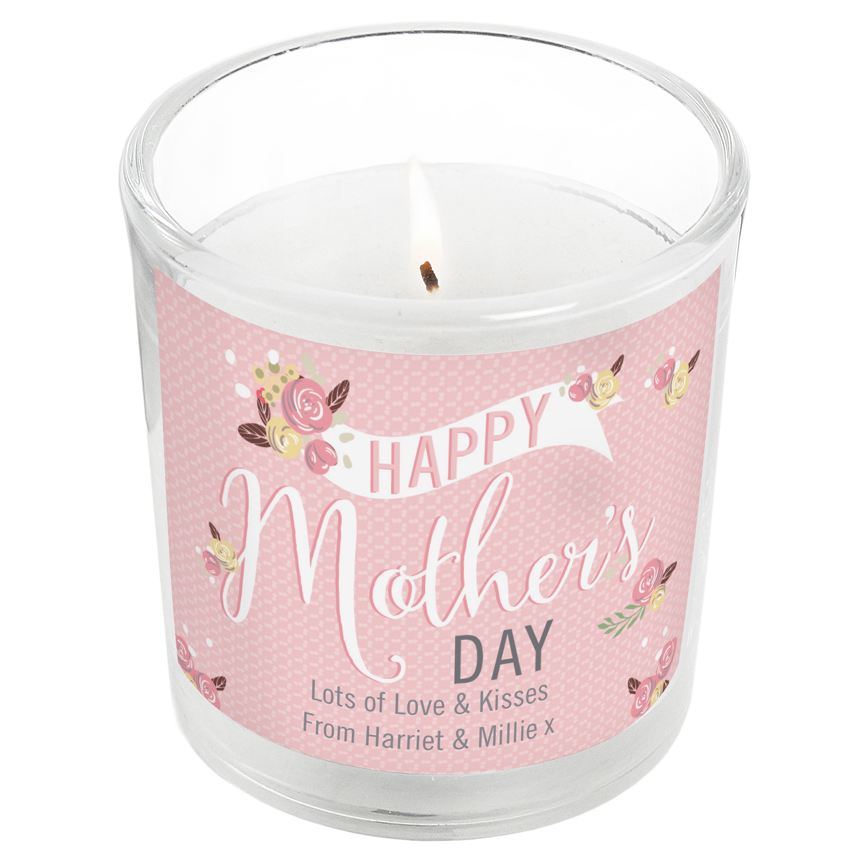 Personalised Floral Bouquet Mother's Day Scented Jar Candle