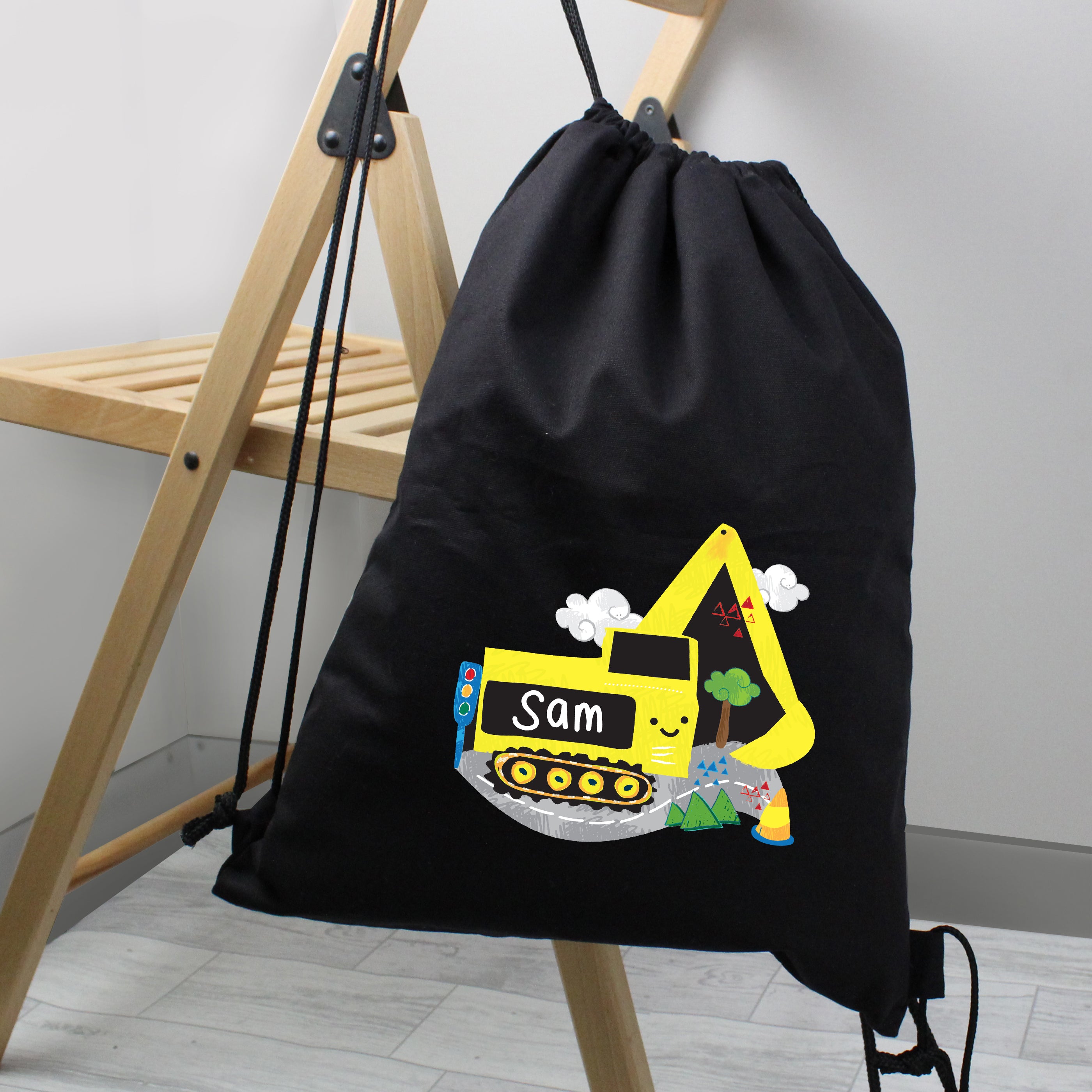 Personalised Digger Black Swim & Kit Bag