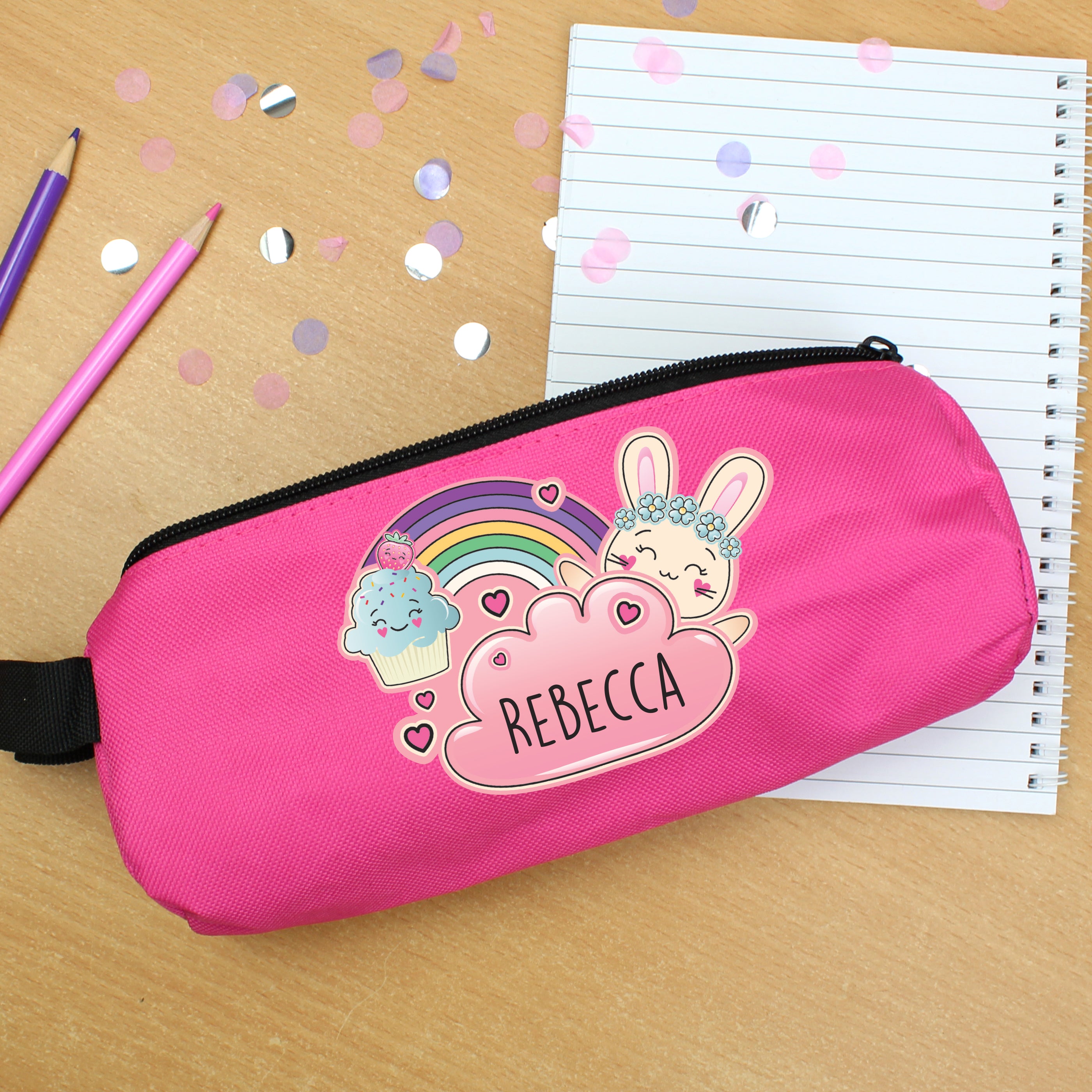 Personalised Cute Bunny Pink Pencil Case