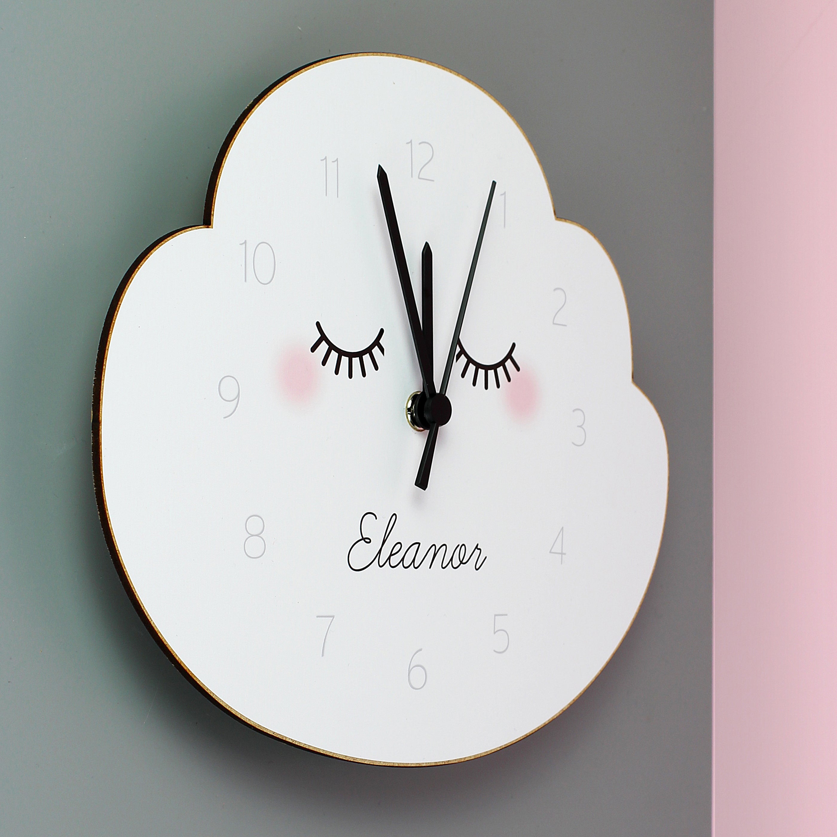 Personalised Eyelash Cloud Shape Wooden Clock