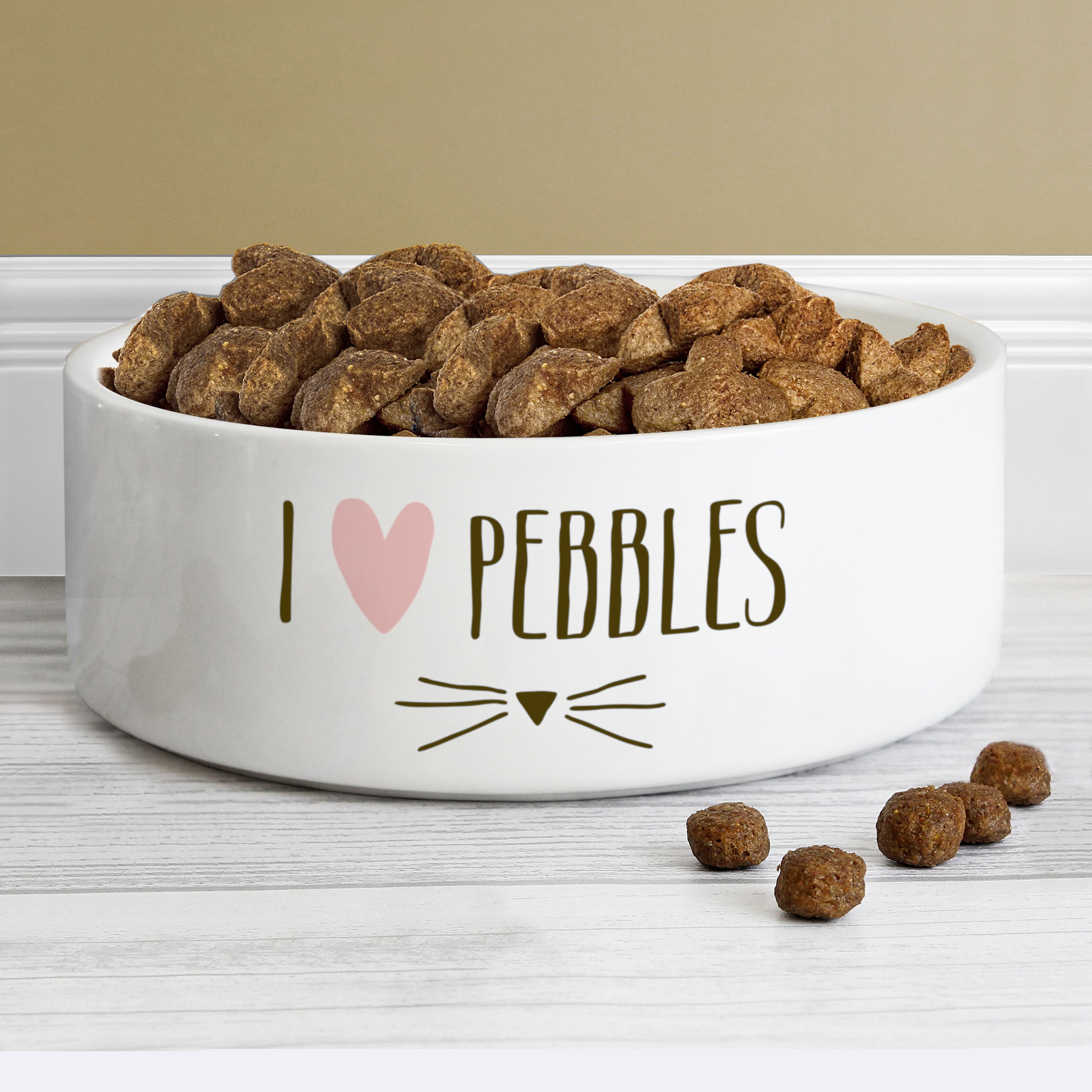 Personalised Cat Features 14cm Medium White Pet Bowl