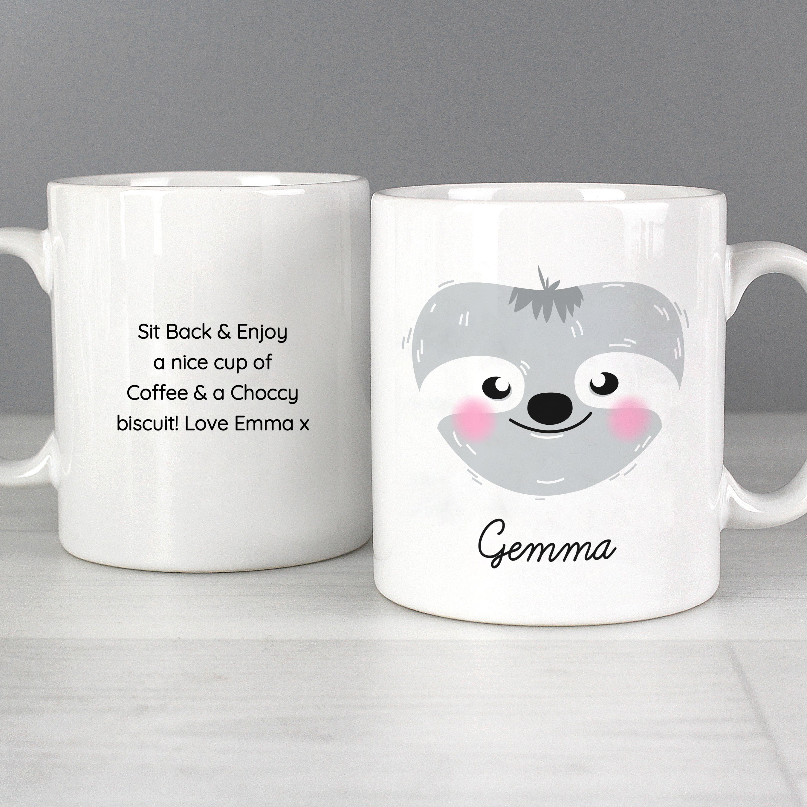 Personalised Cute Sloth Face Mug