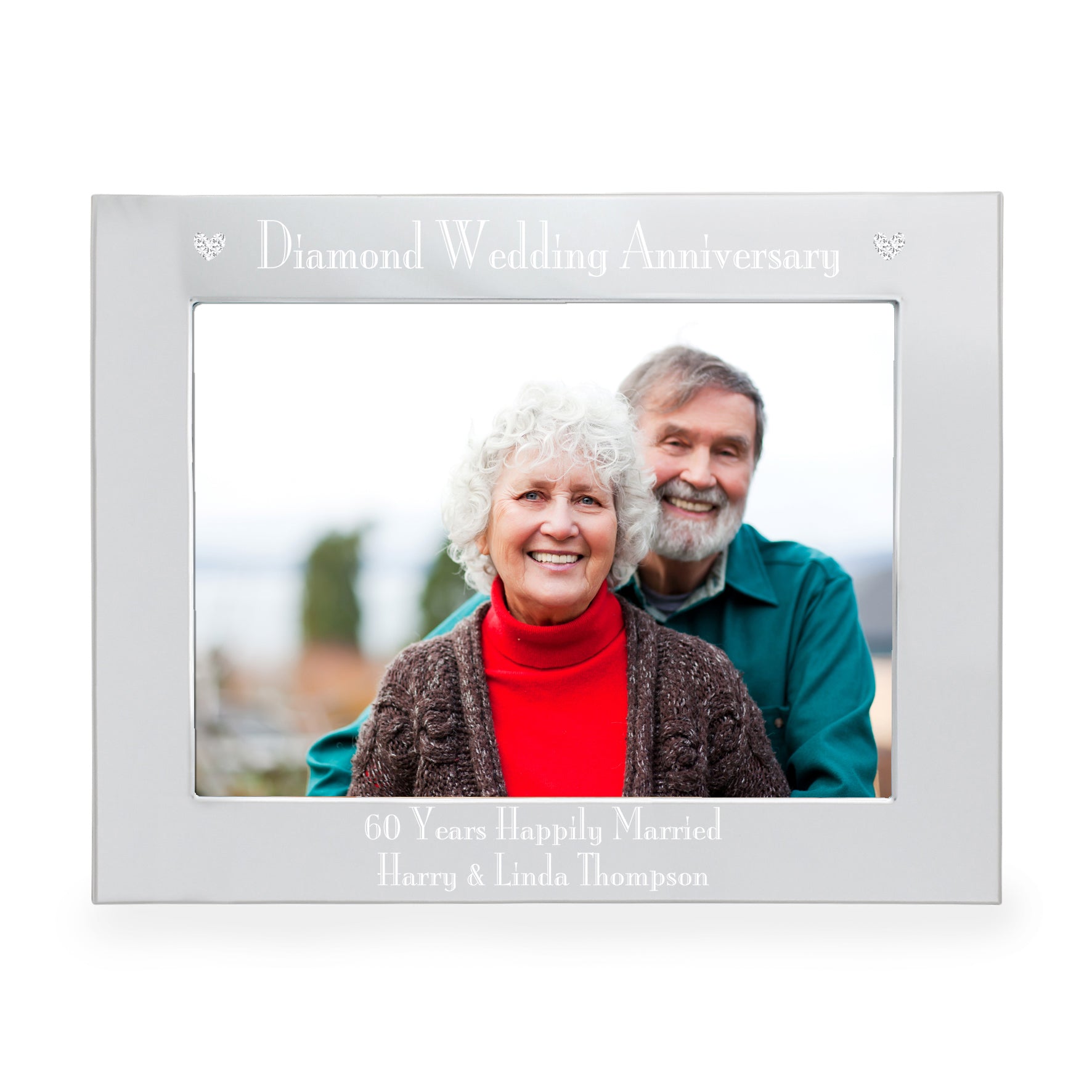 Personalised Diamond Anniversary 5x7 Landscape Photo Frame