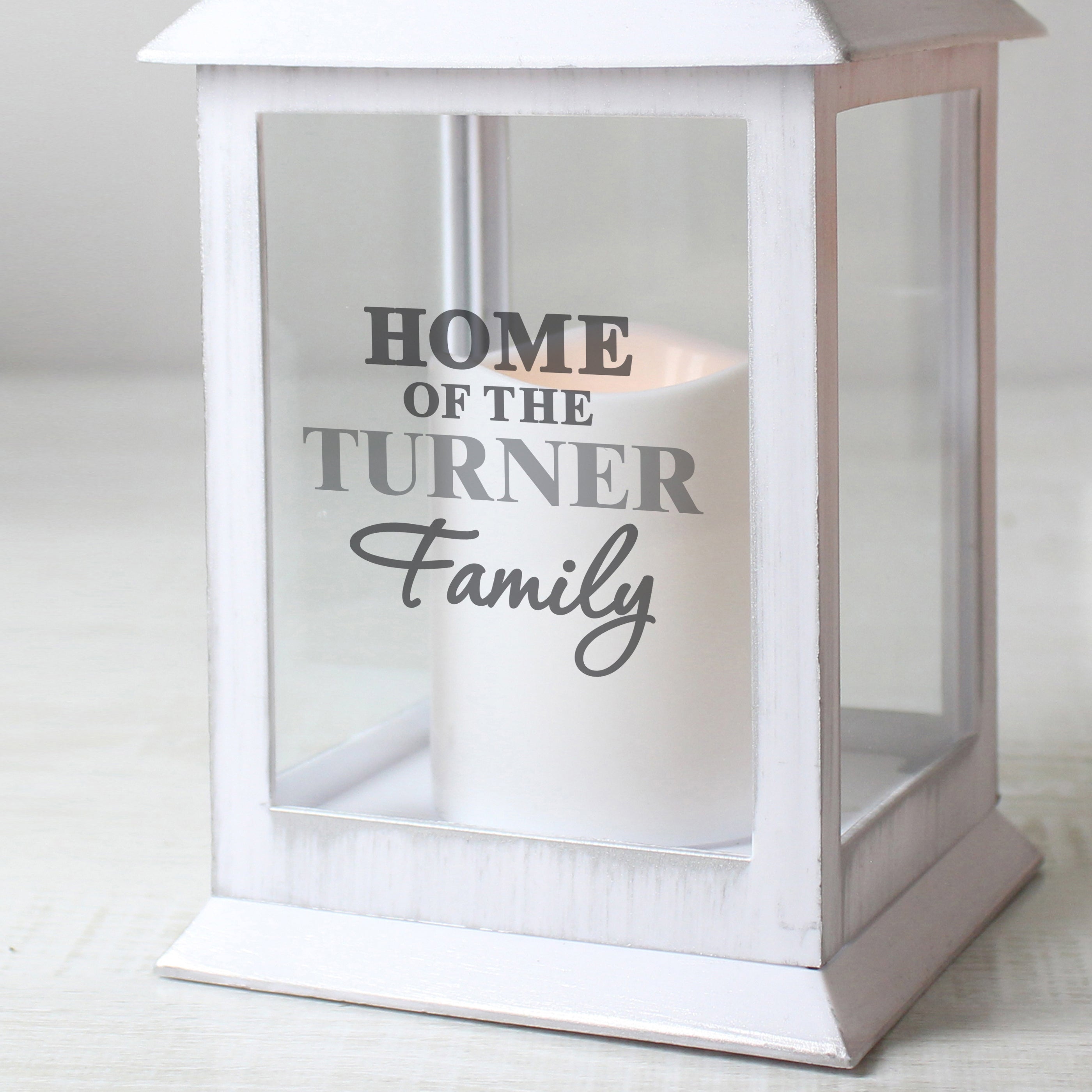 Personalised The Family White Lantern