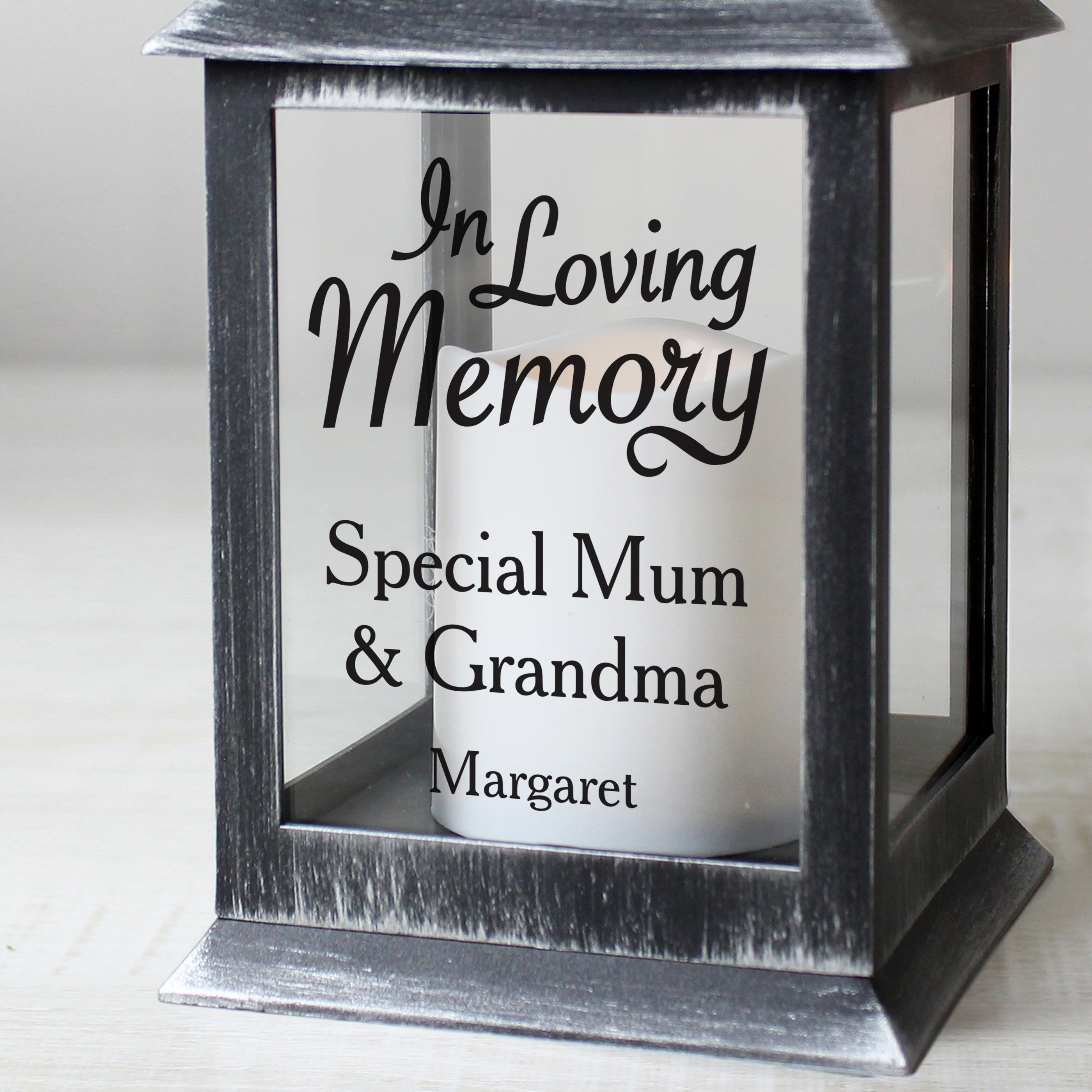 Personalised In Loving Memory Rustic Black Lantern