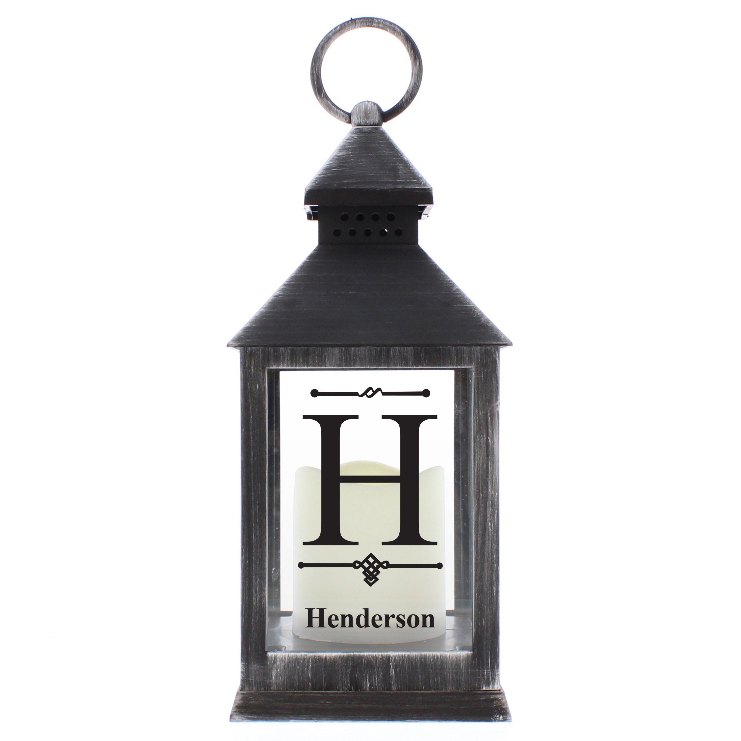 Personalised Initial Rustic Black Lantern