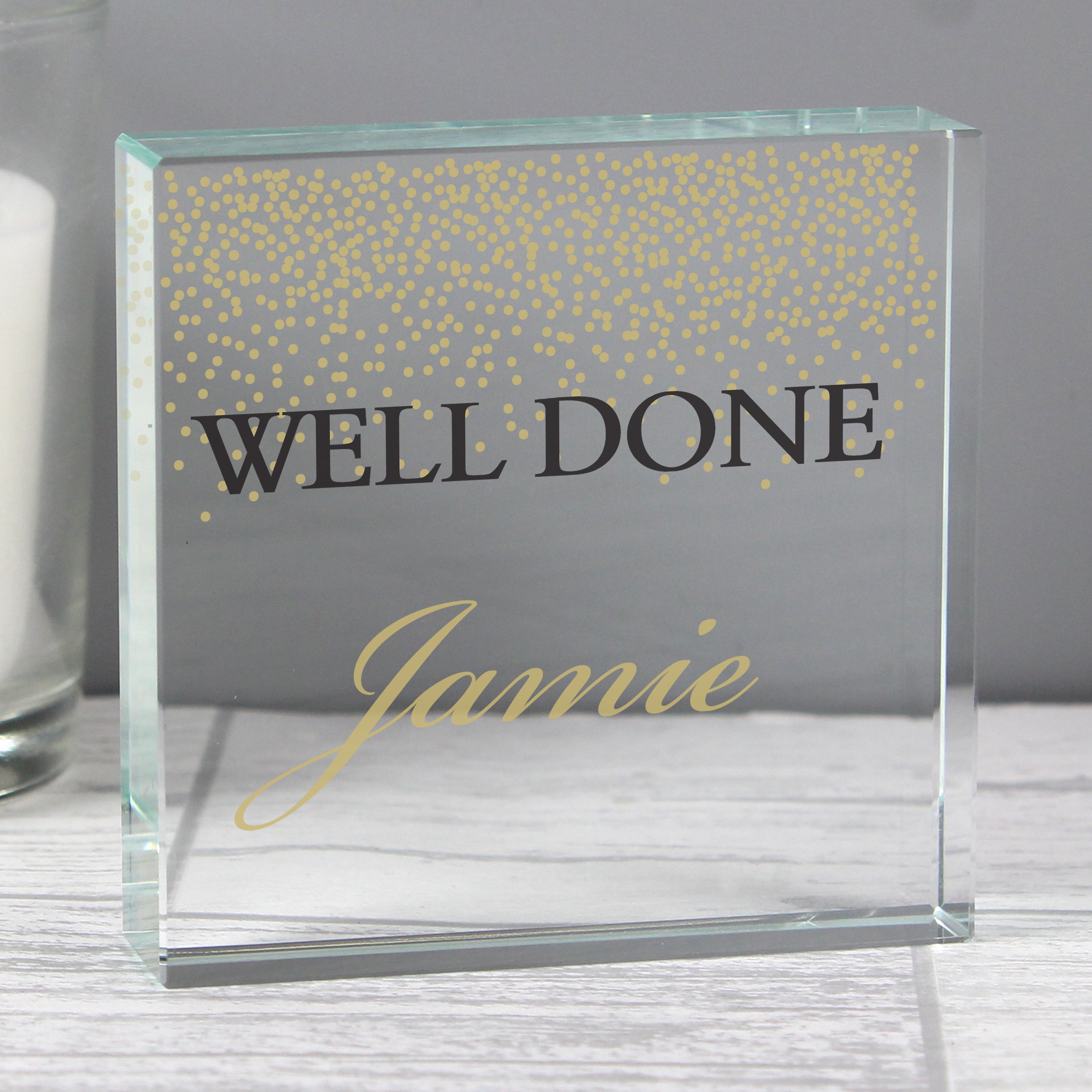 Personalised Gold Confetti Crystal Token