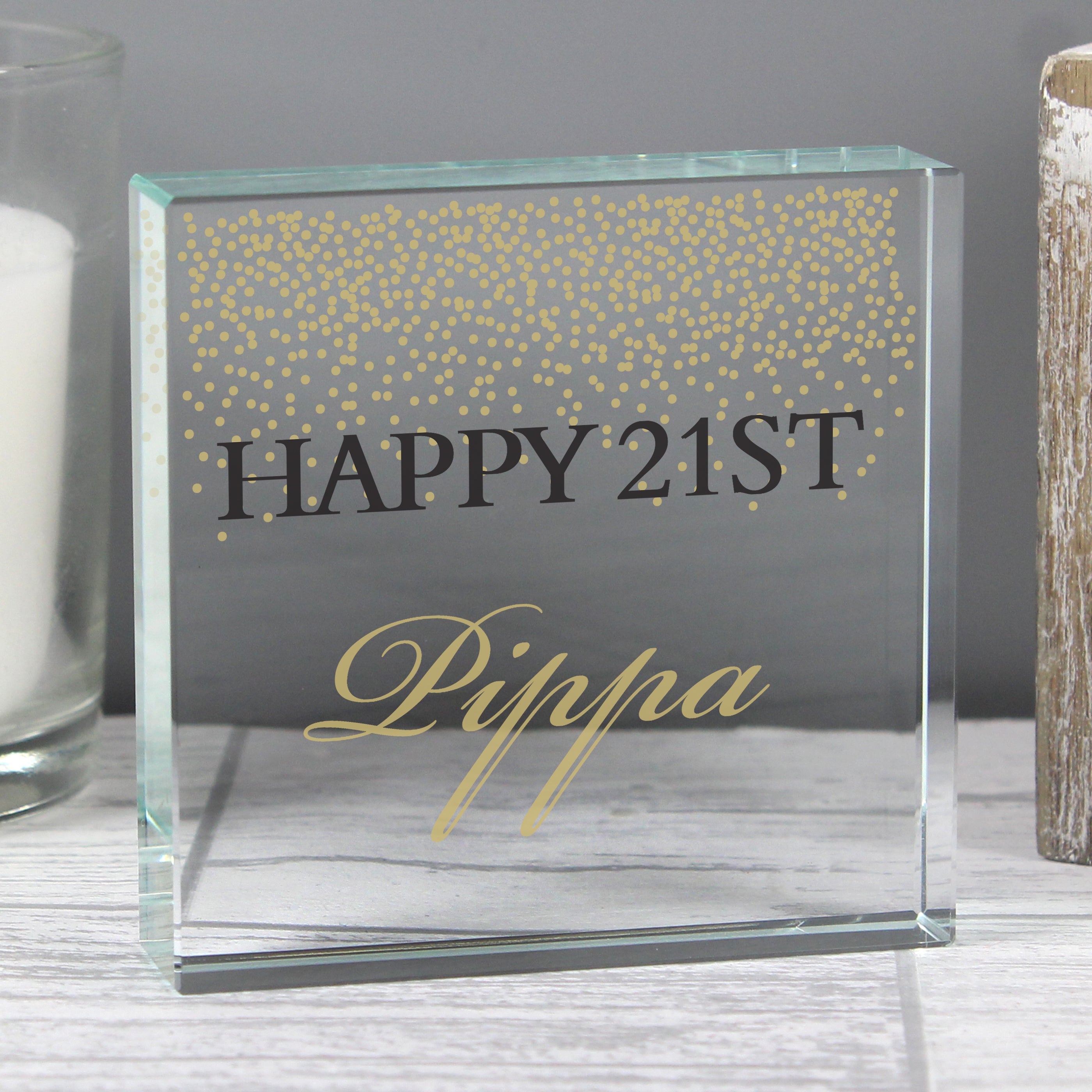 Personalised Gold Confetti Crystal Token