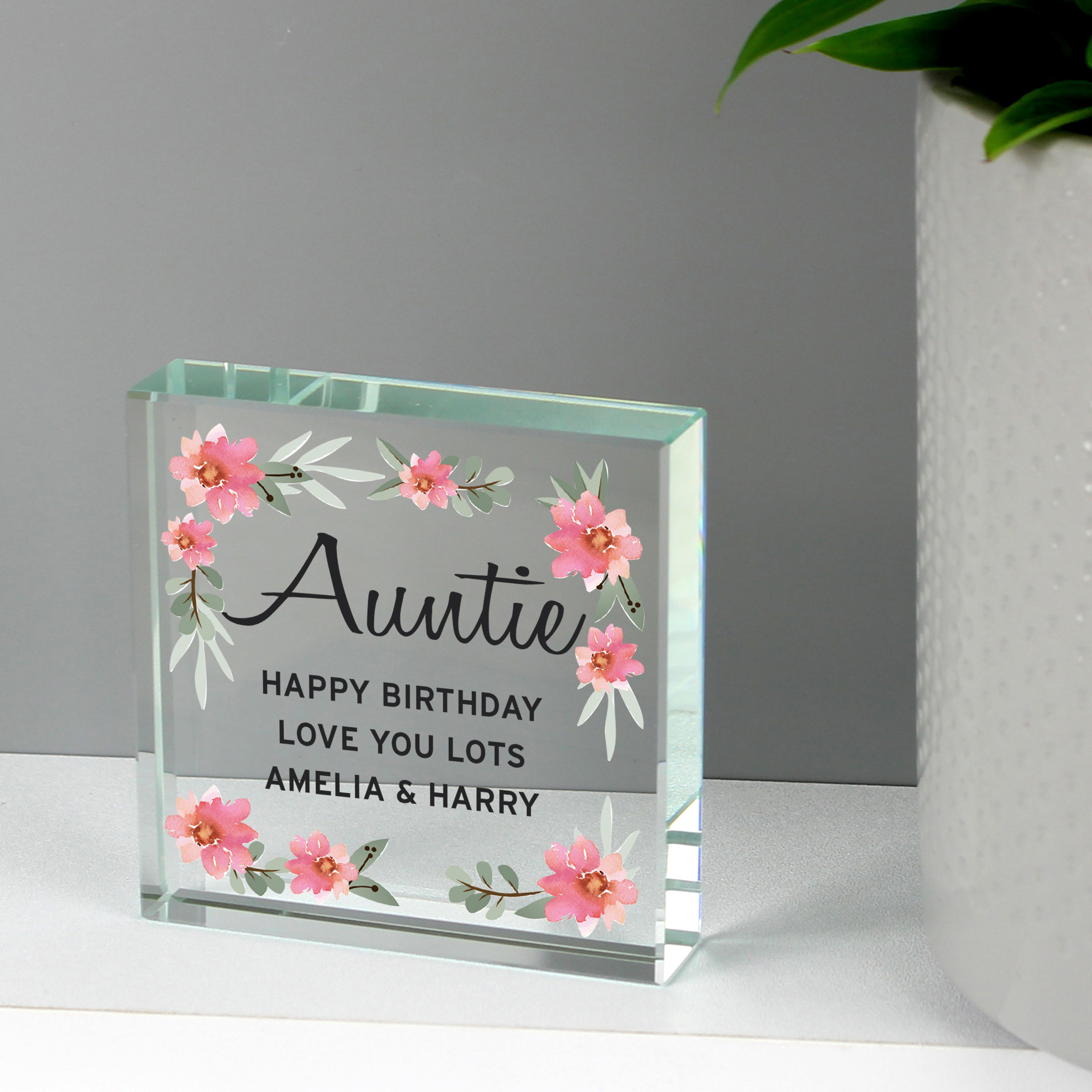 Personalised Floral Sentimental  Crystal Token