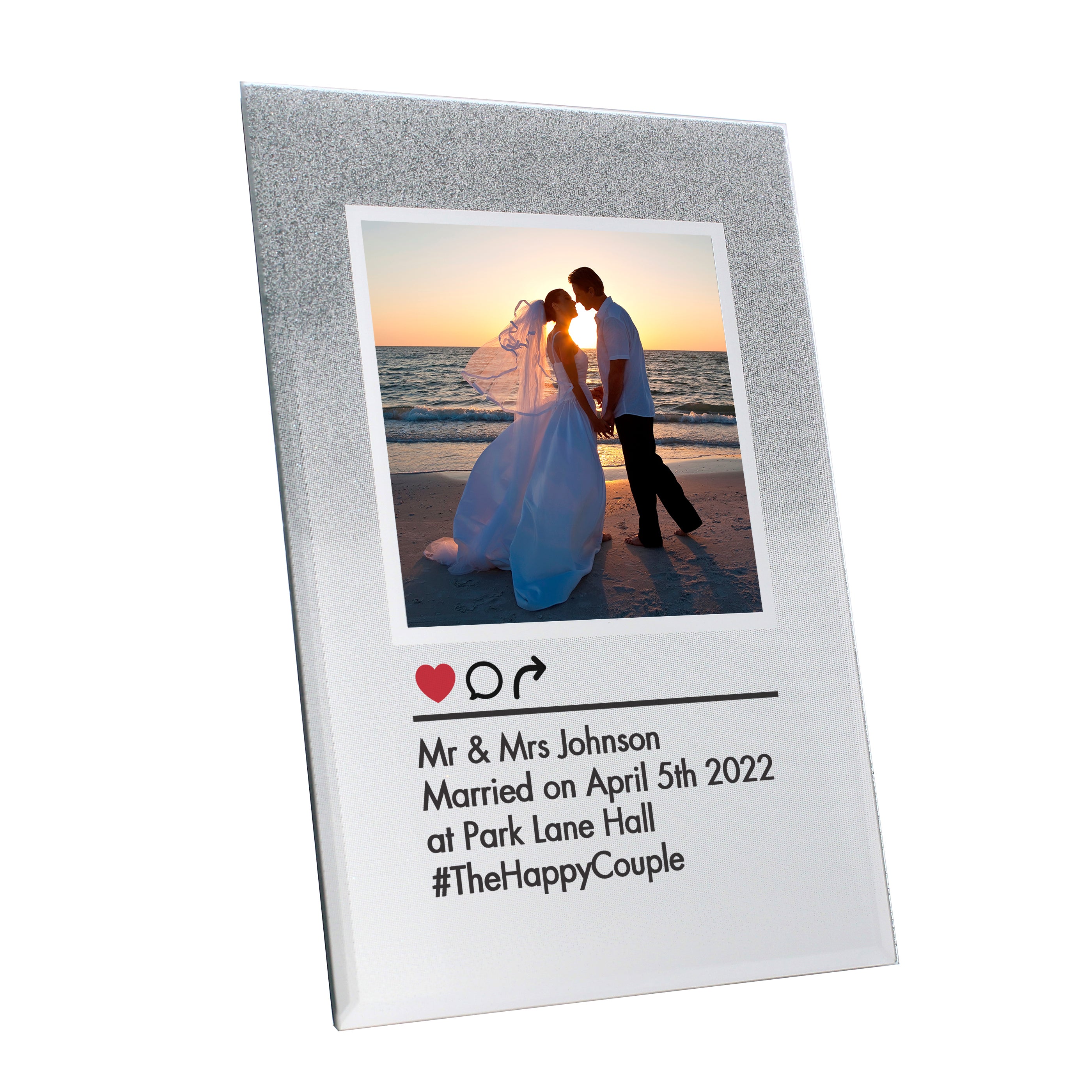 Personalised Instagram Post 4x4 Glitter Glass Photo Frame