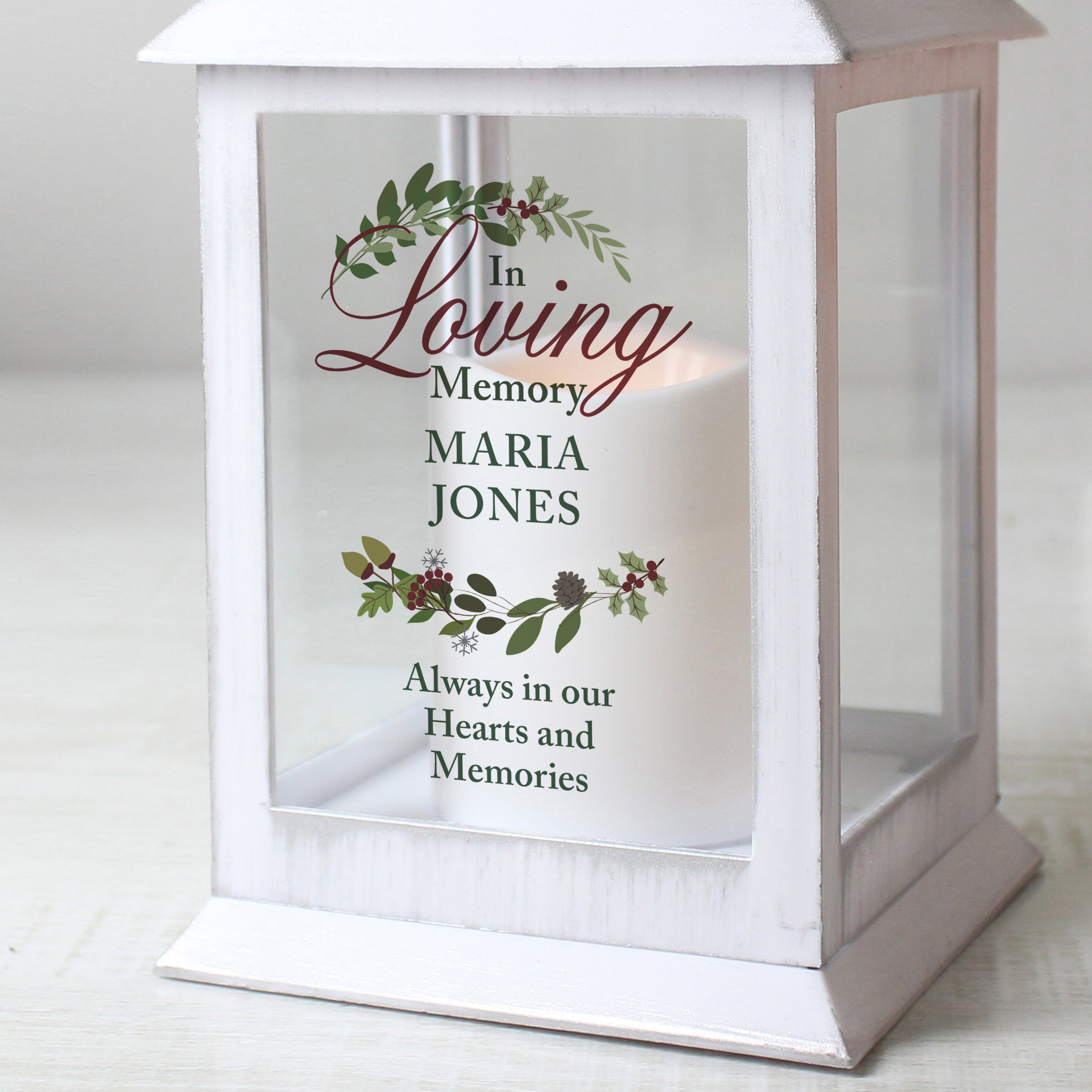 Personalised In Loving Memory White Lantern