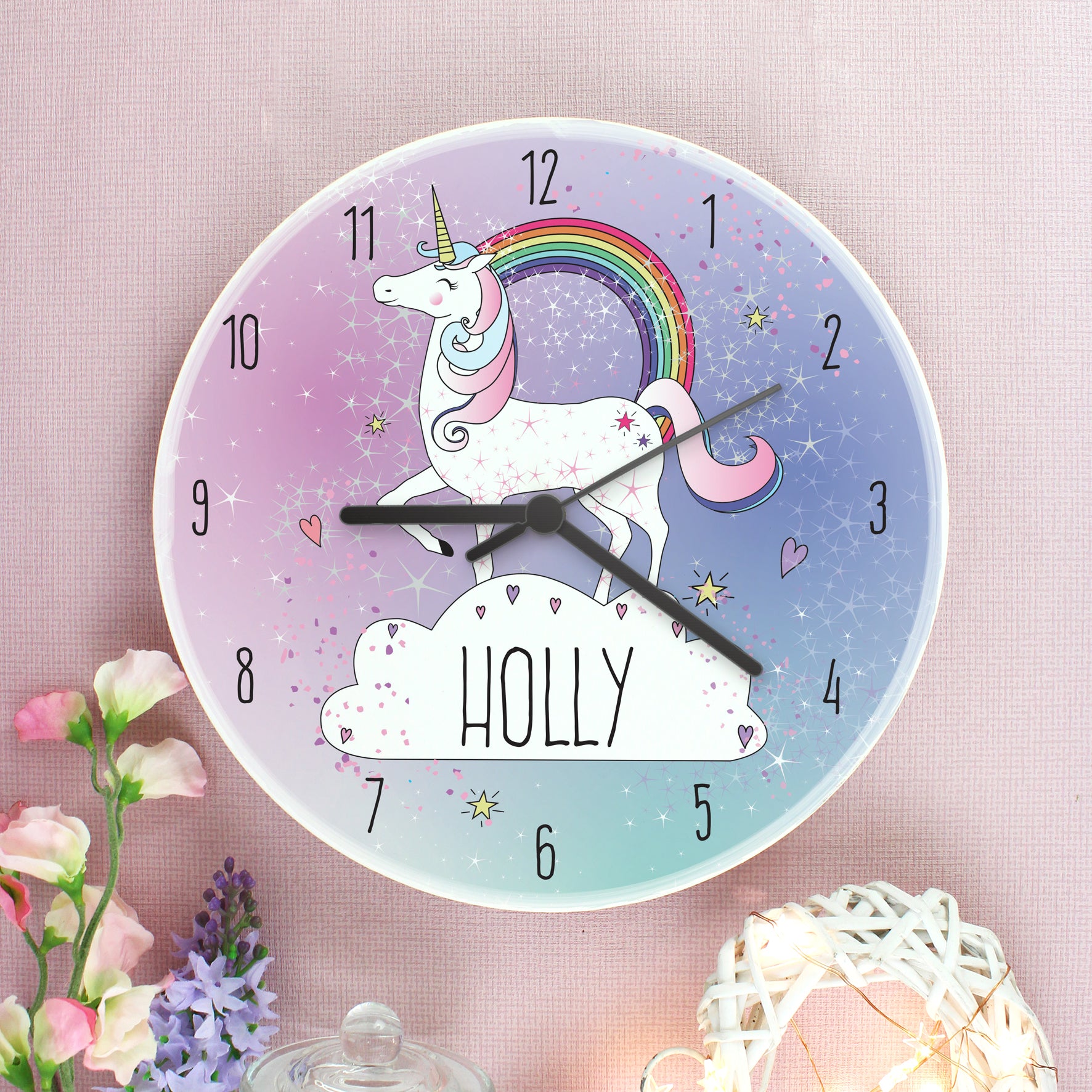 Personalised Unicorn Wooden Clock