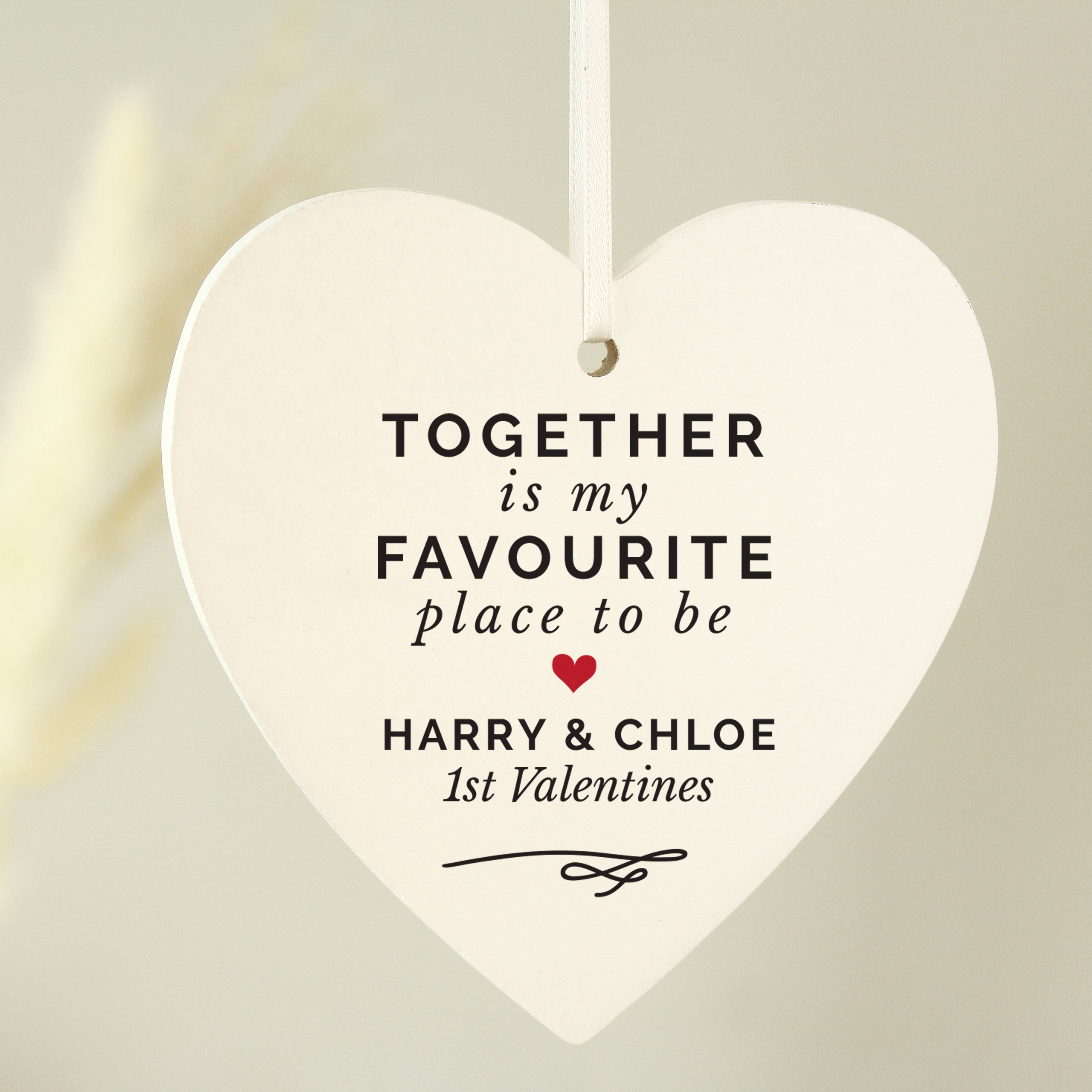 Personalised Together Is My Favorite Place Wooden Heart Decoration