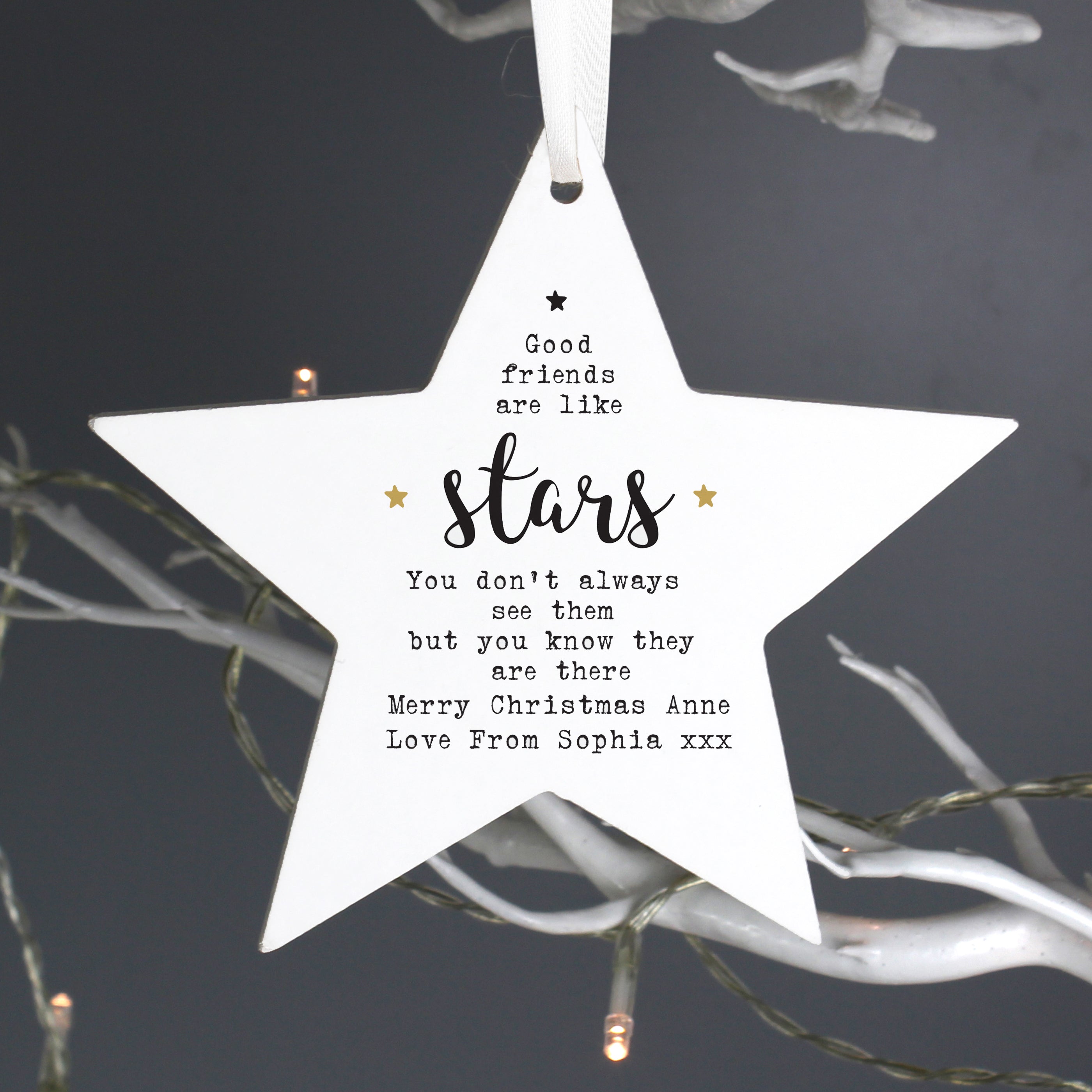 Personalised Good Friends Wooden Star Decoration