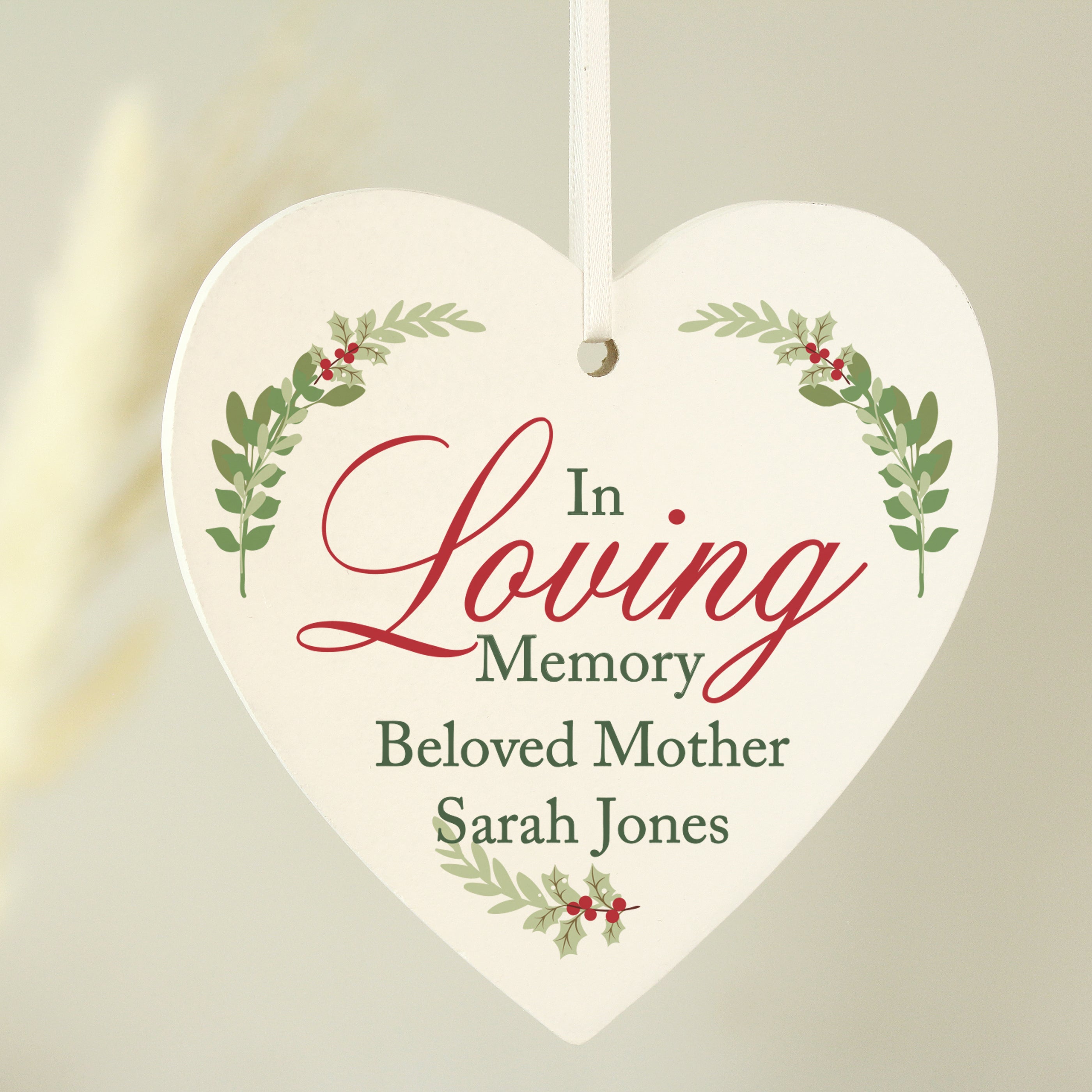 Personalised In Loving Memory Wooden Heart Decoration