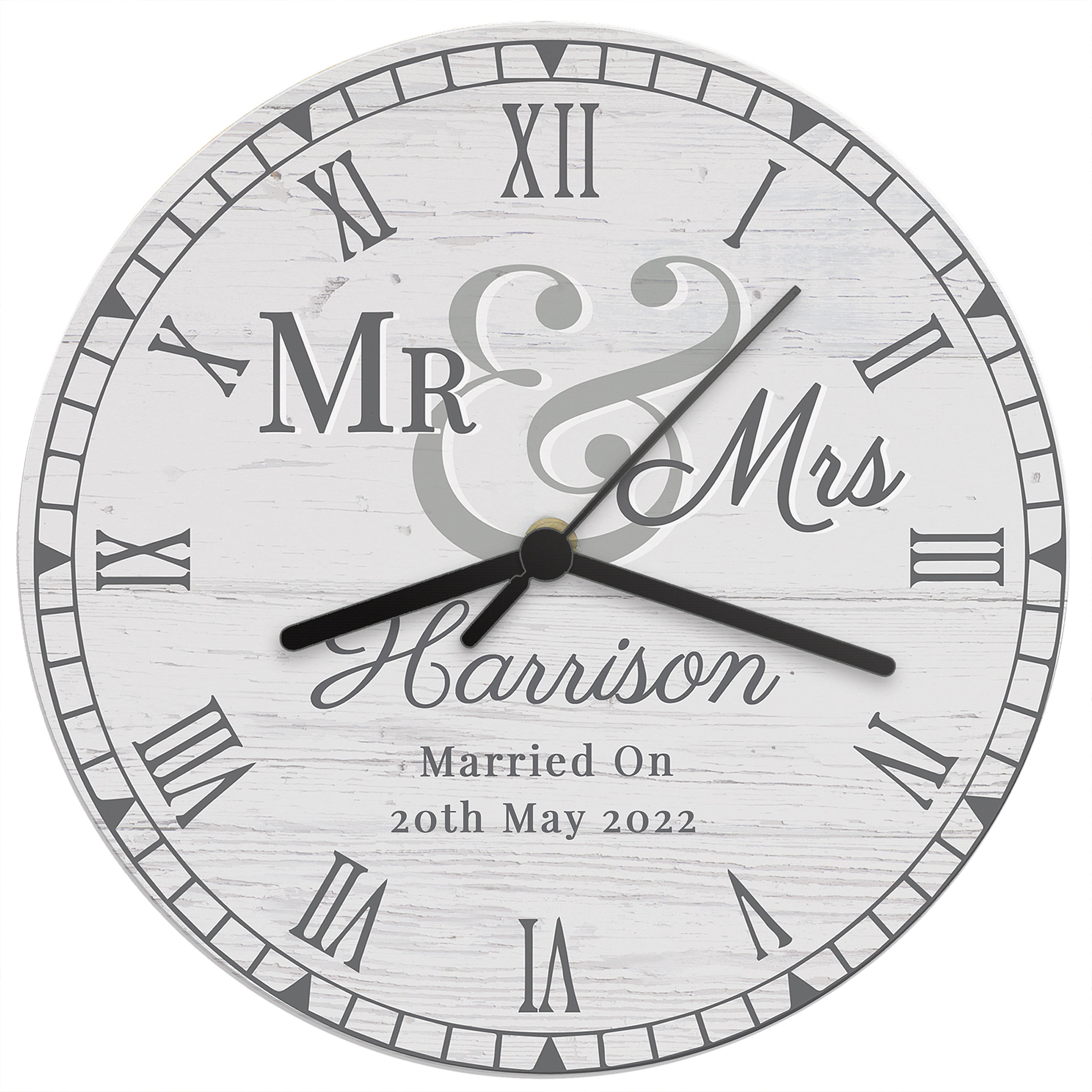 Personalised Mr & Mrs Wooden Clock