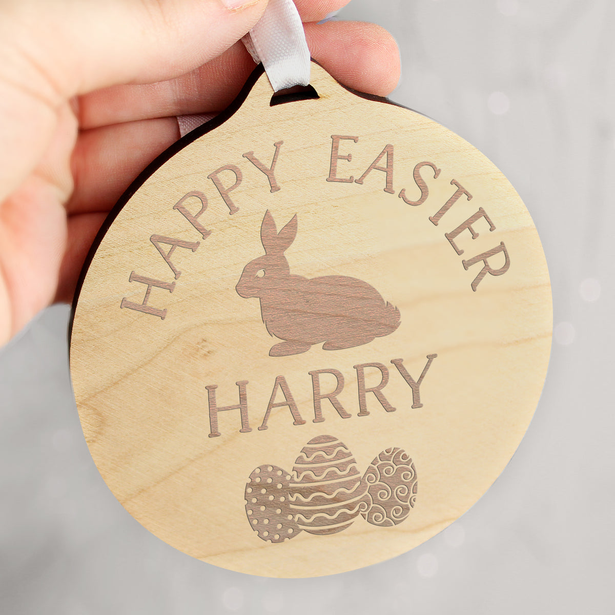 Easter Rabbit Round Personalised Easter Bunny Round Wooden Decoration – Giftsfromhome