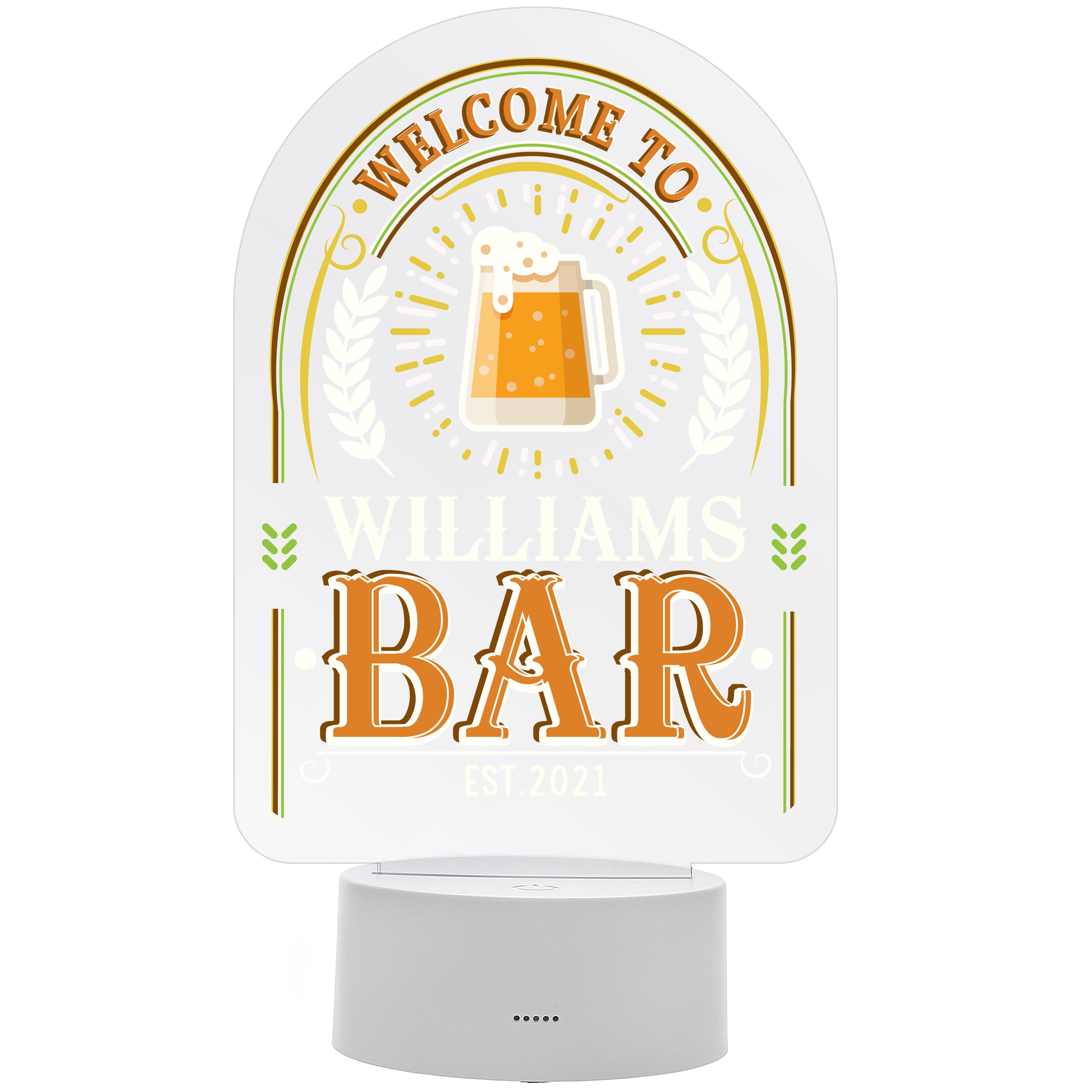 Personalised Welcome To... Bar LED Colour Changing Night Light