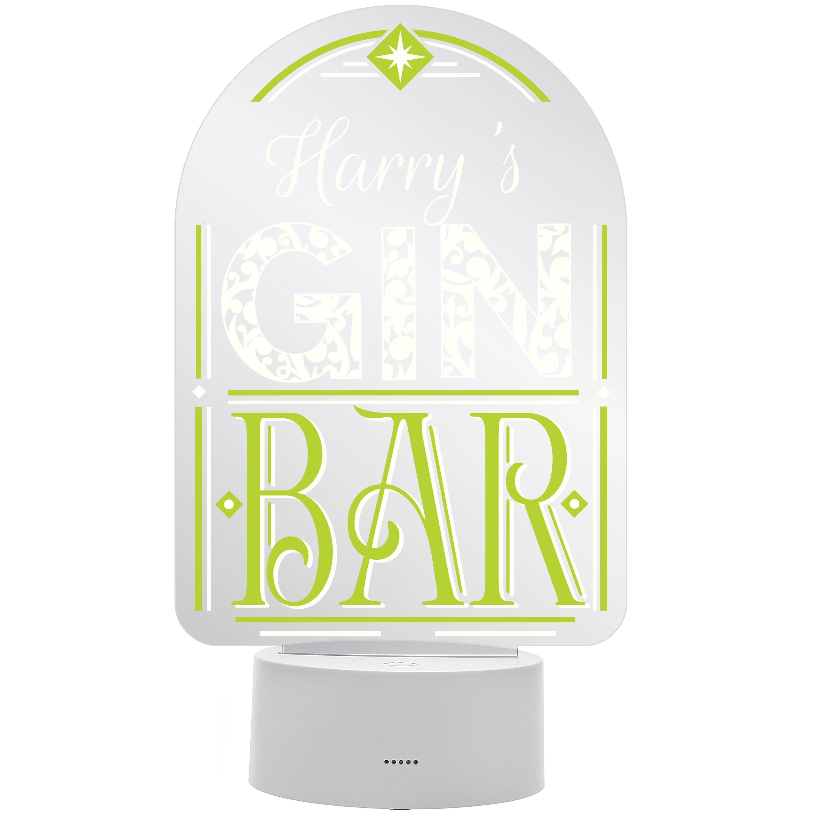 Personalised Gin Bar LED Colour Changing Night Light