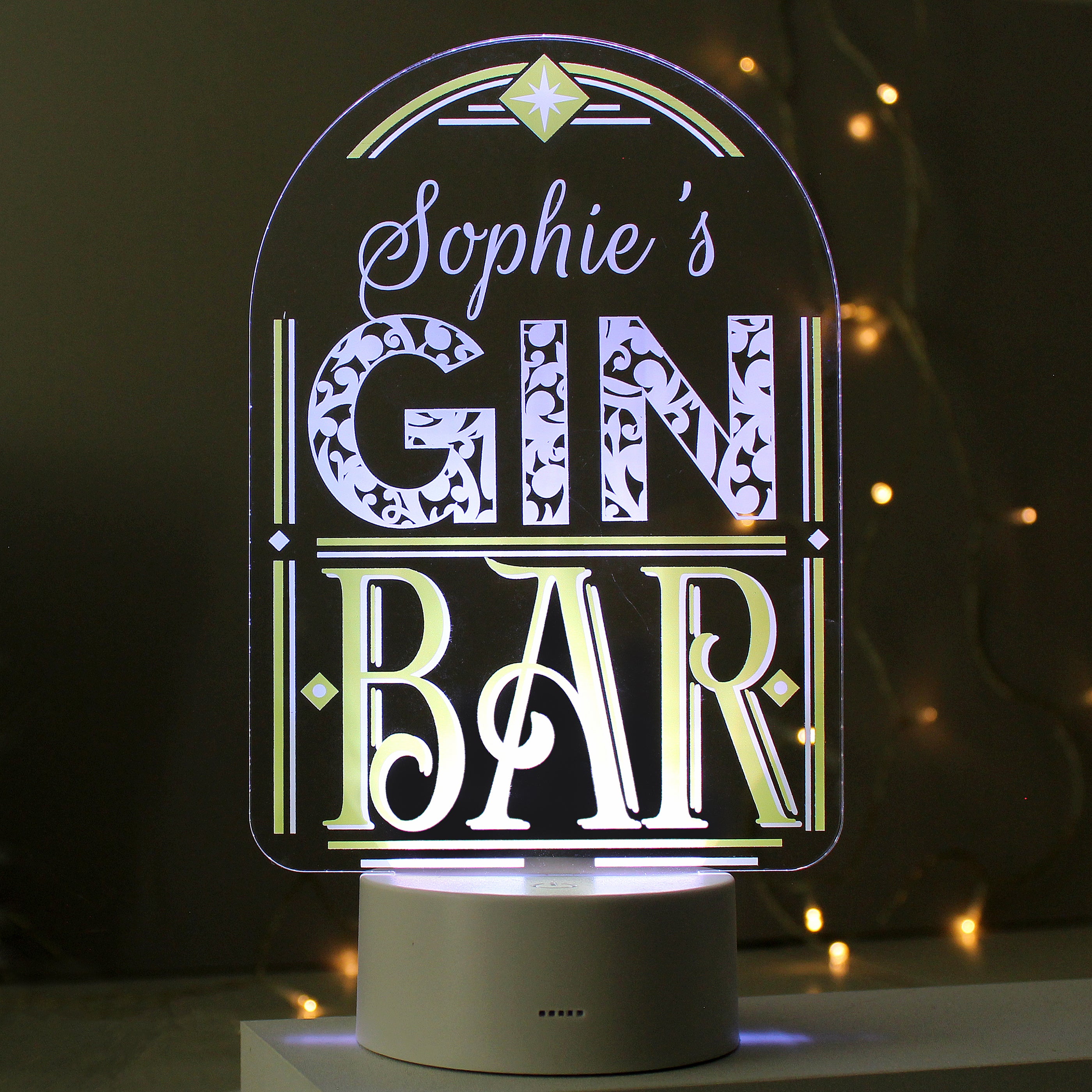 Personalised Gin Bar LED Colour Changing Night Light